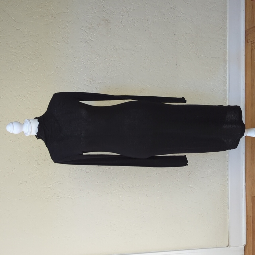 Free People Intimately Black Long Sleeve Lightweight Knit Slip Dress Size Small